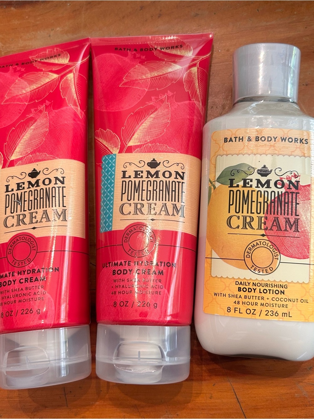 Bath & Body Works Lemon Pomegranate Cream 3-Piece Body Care Set - RETIRED / RARE